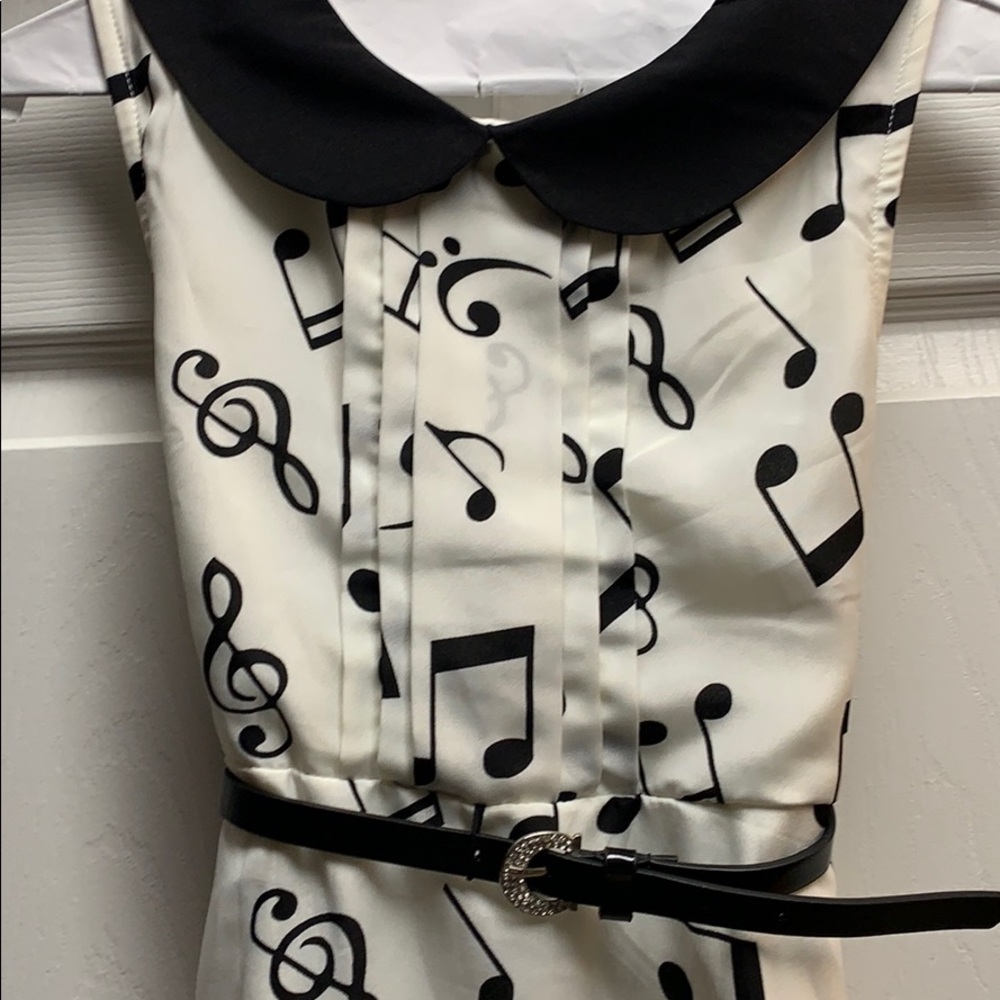 Girls ivory & black music note dress